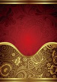 Abstract Gold Red Floral Frame Background