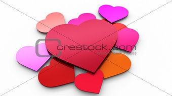 Hearts on white background.