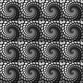 Design seamless monochrome spiral movement snakeskin pattern. Ab