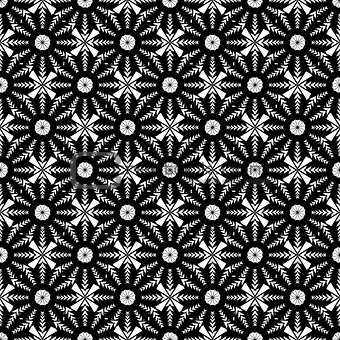 Design seamless monochrome floral pattern. Abstract geometric ba