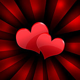 Two red hearts. Abstract background
