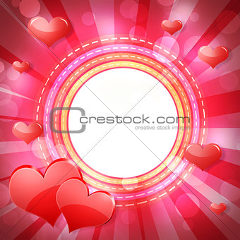 Abstract frame with red hearts