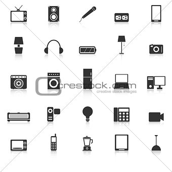 Electrical Machine icons with reflect on white background