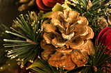 Christmas background with pine cone