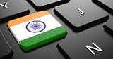 India - Flag on Button of Black Keyboard.