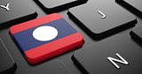 Laos - Flag on Button of Black Keyboard.