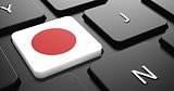Japan - Flag on Button of Black Keyboard.