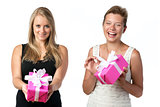 Two women with presents