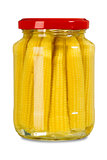 Isolated jar of mini corn