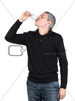 Man drink a glass of red port wine