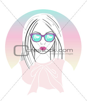 Cute young girl fashion illustration.