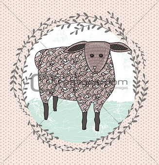 Cute little sheep illustration for children.
