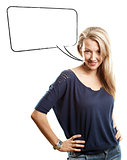 Woman Looking on Camera With Speech Bubble
