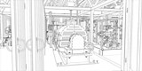 Industrial equipment. Wire-frame 3d render