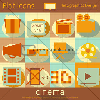 Flat Movie Icons Set