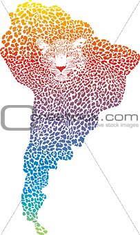Abstract Jaguar on the map America