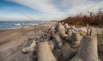 Concrete boulders at the north coast of Poland
