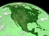 North America on green Earth