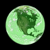 North America on green Earth