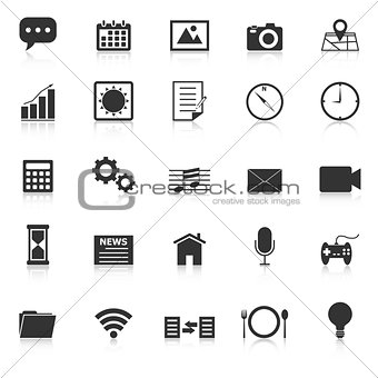 Application icons with reflect on white background
