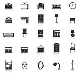 Bedroom icons with reflect on white background