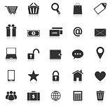 Ecommerce icons with reflect on white background