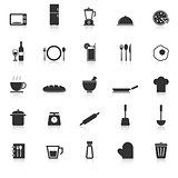 Kitchen icons with reflect on white background
