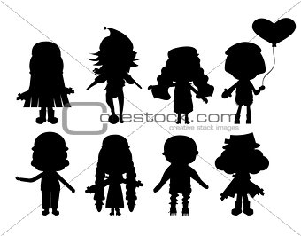 illustration with child silhouettes collection