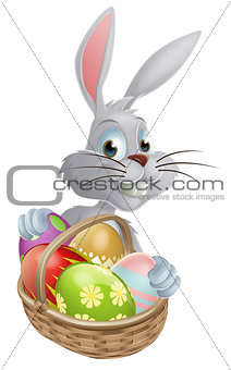 Eggs basket white Easter bunny