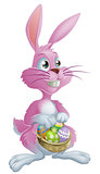 Pink Easter bunny with eggs
