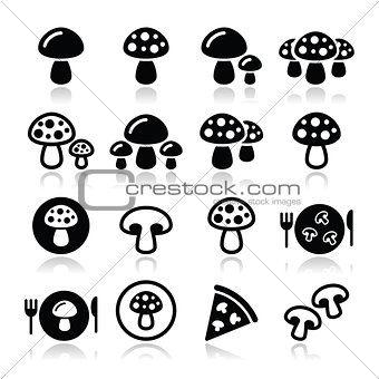 Mushroom vector icons set