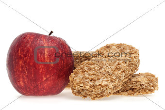 Cereal bar and apple