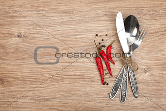 Silverware or flatware set of fork, spoon and knife
