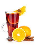 Christmas mulled wine with orange and spices