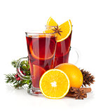 Christmas mulled wine with orange and spices