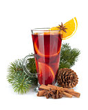 Christmas mulled wine with fir tree