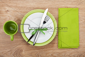 Fork with knife, blank plates and napkin