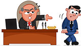 Business Cartoon - Boss Man Firing an Employee