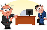 Business Cartoon - Boss Man Angry at Late Employee
