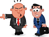 Business Cartoon - Boss Man Firing an Employee
