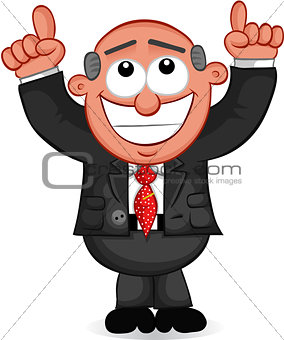 Business Cartoon - Boss Man Happy and Thanking God