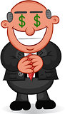 Business Cartoon - Man Greedy with Money Eyes