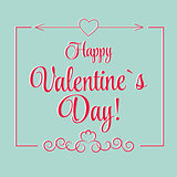 Vector St Valentine Day's Greeting Card in Retro Style Design