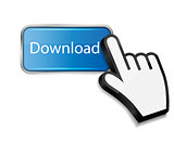 Mouse hand cursor on download  button vector illustration