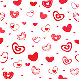 Seamless pattern with different red hearts
