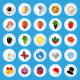 Flat icons and pictograms set. Vector illustration.