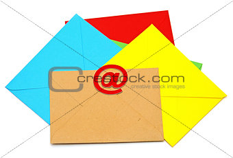 E-mail icon with colorful envelopes on white background. E-mail 