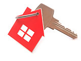 silver key with house figure on the white background 