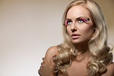 blond girl with creative make-up 