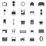 Living room icons with reflect on white background